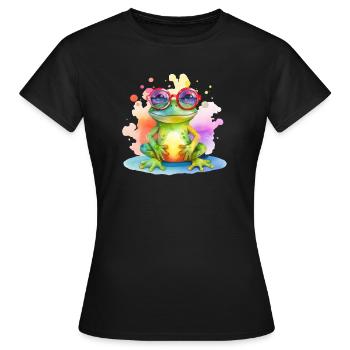 Grenouille fraîche colorée avec des lunettes de soleil - T-shirt Femme - noir - Devant - AI Model Female 172 dark (172cm)