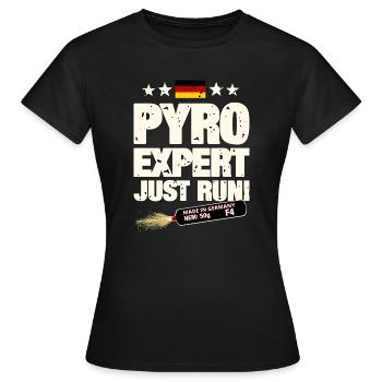 Pyro Pyrotechnik - Frauen T-Shirt - Schwarz - Vorne - AI Model Female 172 dark (172cm)