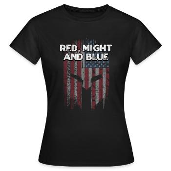 Rote Macht und blaue amerikanische Flagge militärische US-Flagge - Frauen T-Shirt - Schwarz - Vorne - AI Model Female 172 dark (172cm)