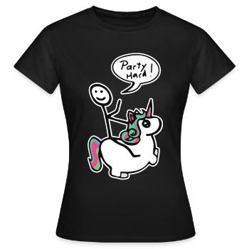 Party Hard Einhorn Reiter/in - Frauen T-Shirt - Schwarz - Vorne - AI Model Female 172 dark (172cm)
