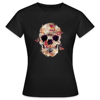 skull-and-butterfly - T-shirt Femme - noir - Devant - AI Model Female 172 dark (172cm)