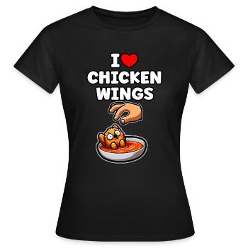 Poulet frit Ailes de poulet Poulet Cadeau - T-shirt Femme - noir - Devant - AI Model Female 172 dark (172cm)