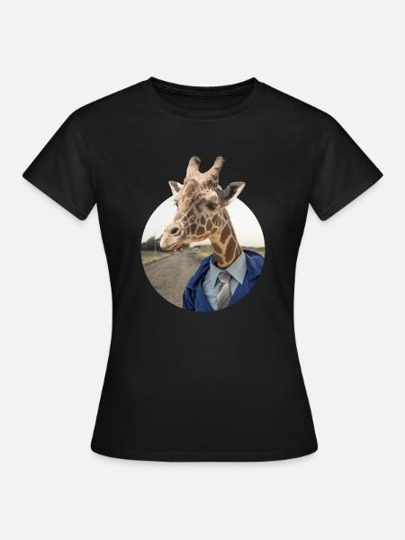 Giraffe im Anzug - Frauen T-Shirt - Schwarz