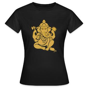 ganesha_aumkara_gold - Frauen T-Shirt - Schwarz - Vorne - AI Model Female 172 dark (172cm)