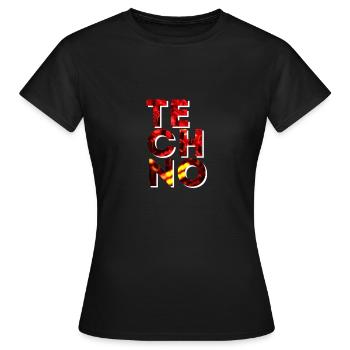 TECHNO - Frauen T-Shirt - Schwarz - Vorne - AI Model Female 172 dark (172cm)