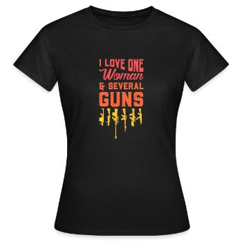Waffen Pistole Maschinen Gewehr Girls Geschenk Fun - Frauen T-Shirt - Schwarz - Vorne - AI Model Female 172 dark (172cm)