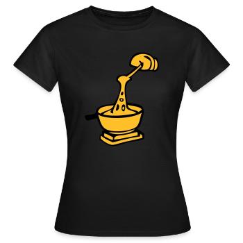 dessin de fondue, spécialité culinaire suisse - T-shirt Femme - noir - Devant - AI Model Female 172 dark (172cm)