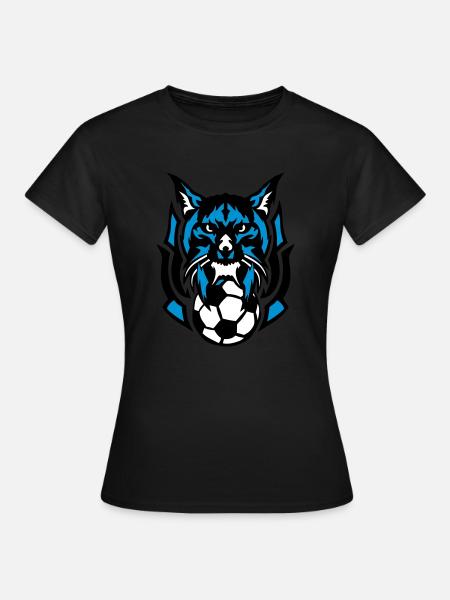 Fußball Luchs Wild Logo Tierverein - Frauen T-Shirt - Schwarz