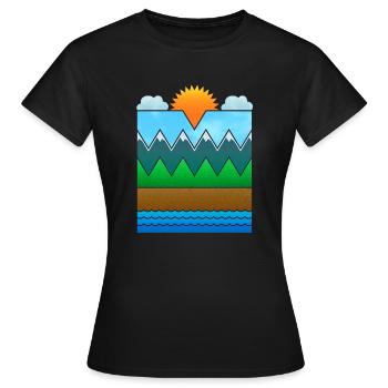 Landschaft (minimal) - Frauen T-Shirt - Schwarz - Vorne - AI Model Female 172 dark (172cm)