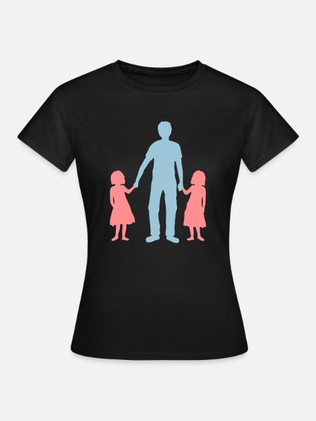 Vater 2 Töchter - Frauen T-Shirt - Schwarz