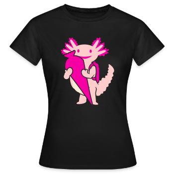 Knuffiger First Grader Axolotl Questions (3c) - Women's T-Shirt - black - Front - AI Model Female 172 dark (172cm)