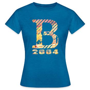 B 2004 Nom Année de naissance Cadeau - T-shirt Femme - bleu saphir antique chiné - Devant - AI Model Female 172 dark (172cm)