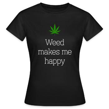 weed macht mich glücklich Cannabis Marihuana - Frauen T-Shirt - Schwarz - Vorne - AI Model Female 172 dark (172cm)