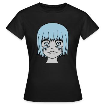 Visage de fille triste et malheureuse - T-shirt Femme - noir - Devant - AI Model Female 172 dark (172cm)