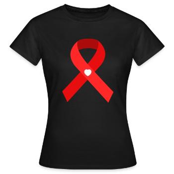 Welt-AIDS-Tag Schleife - Gemeinsam sind wir stark! - Frauen T-Shirt - Schwarz - Vorne - AI Model Female 172 dark (172cm)