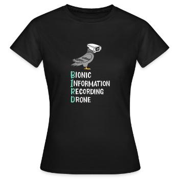 Les oiseaux ne sont pas réels - T-shirt Femme - noir - Devant - AI Model Female 172 dark (172cm)