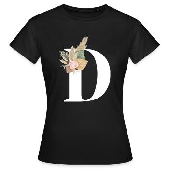lettre D fleuris - T-shirt Femme - noir - Devant - AI Model Female 172 dark (172cm)