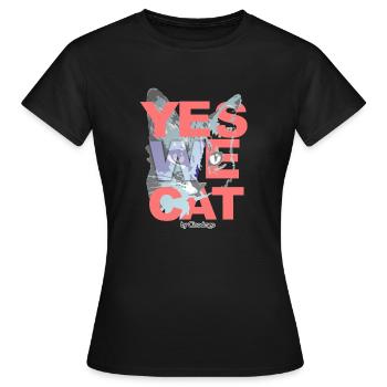 "YES WE CAT" de Cinodrago - T-shirt Femme - noir - Devant - AI Model Female 172 dark (172cm)