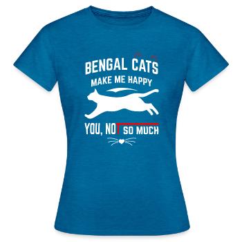bengal cats make me happy - Frauen T-Shirt - Antikblaues Saphir meliert - Vorne - AI Model Female 172 dark (172cm)