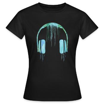 Kopfhörer-Tinte - Frauen T-Shirt - Schwarz - Vorne - AI Model Female 172 dark (172cm)