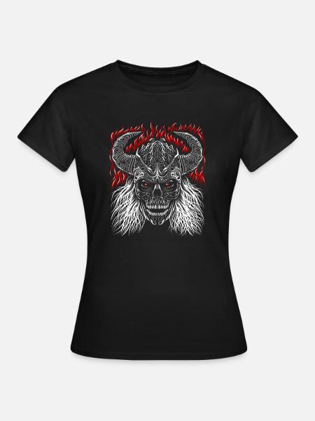 Stammes-Wikinger-Schädel - Frauen T-Shirt - Schwarz