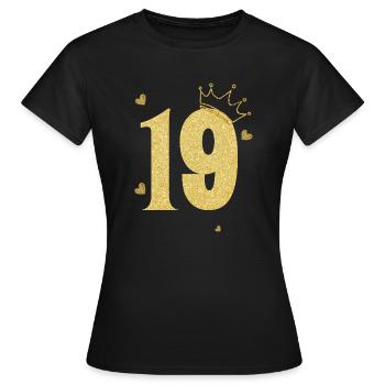 19e anniversaire couronne doré - T-shirt Femme - noir - Devant - AI Model Female 172 dark (172cm)
