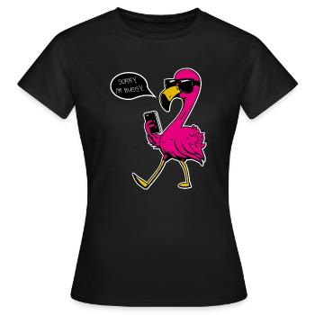 Famingo, désolé je suis occupé flamant rose je suis occupé - T-shirt Femme - noir - Devant - AI Model Female 172 dark (172cm)