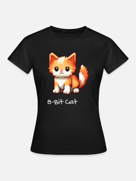 8 bit Cat - Frauen T-Shirt - Schwarz