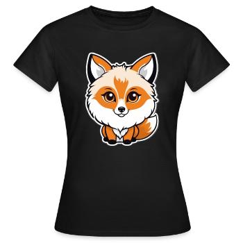 Flauschiger Fuchs - Frauen T-Shirt - Schwarz - Vorne - AI Model Female 172 dark (172cm)