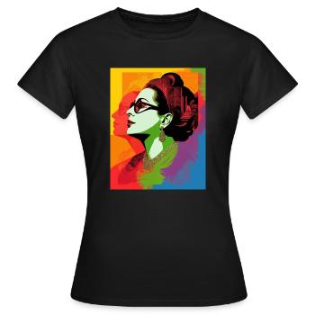 Umm Kulthum, oum kalthoum Funny Arabic, PopArt - Women's T-Shirt - black - Front - AI Model Female 172 dark (172cm)