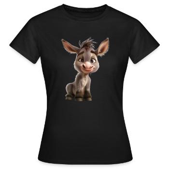 With donkeys you need sensitivity and respect - Women's T-Shirt - black - Front - AI Model Female 172 dark (172cm)