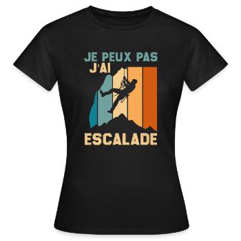 escalade un rocher Je peux pas j'ai escalade - T-shirt Femme - noir - Devant - AI Model Female 172 dark (172cm)