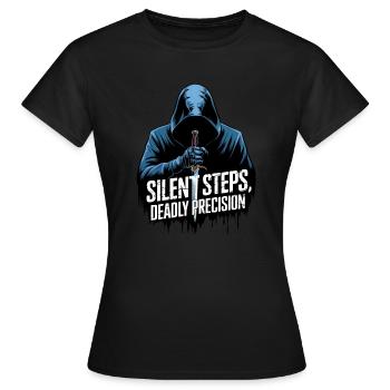 Leise Schritte, tödliche Präzision - Frauen T-Shirt - Schwarz - Vorne - AI Model Female 172 dark (172cm)