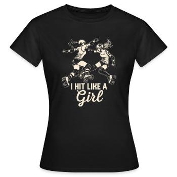 Je frappe comme une fille Roller Derby - T-shirt Femme - noir - Devant - AI Model Female 172 dark (172cm)