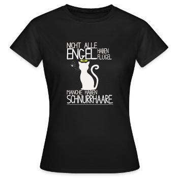 Katzen Shirt - Engel Schnurrhaare - Frauen T-Shirt - Schwarz - Vorne - AI Model Female 172 dark (172cm)