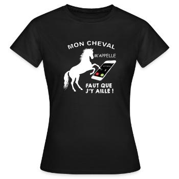 Mon cheval m appelle meilleure amie - T-shirt Femme - noir - Devant - AI Model Female 172 dark (172cm)