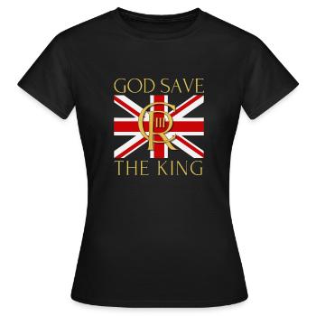 Couronnement du roi britannique Charles Angleterre Drapeau - T-shirt Femme - noir - Devant - AI Model Female 172 dark (172cm)