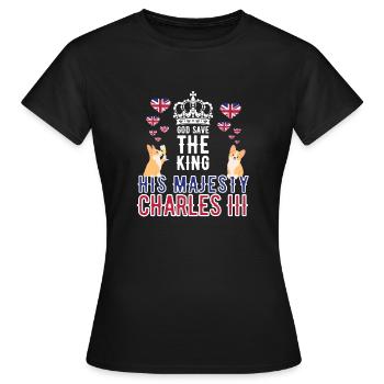 Britischer König Krönung Charles England Flagge - Frauen T-Shirt - Schwarz - Vorne - AI Model Female 172 dark (172cm)