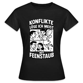 Konflikte löse ich mit Feenstaub - Frauen T-Shirt - Schwarz - Vorne - AI Model Female 172 dark (172cm)