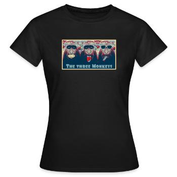 "Popart" The three Monkeys - Frauen T-Shirt - Schwarz - Vorne - AI Model Female 172 dark (172cm)
