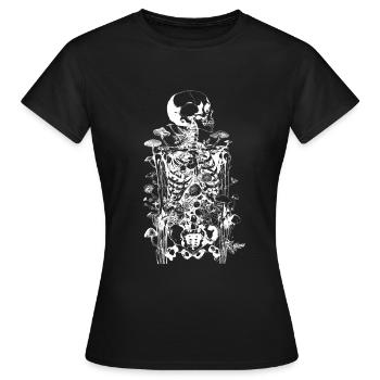 Squelette de champignon d’horreur morbide - Joyeux Halloween - T-shirt Femme - noir - Devant - AI Model Female 172 dark (172cm)