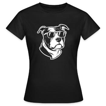 Hund im Trendy Sonnenbrillen - Frauen T-Shirt - Schwarz - Vorne - AI Model Female 172 dark (172cm)