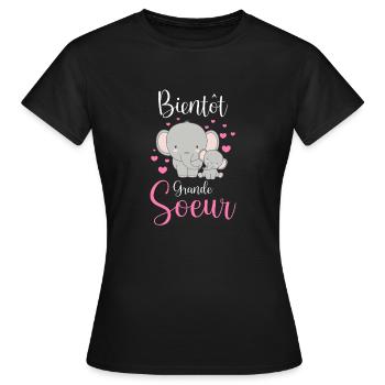 Enfant Future Grande Soeur Bientôt Grande Soeur - T-shirt Femme - noir - Devant - AI Model Female 172 dark (172cm)