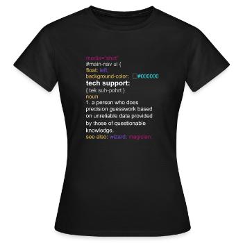 Tech support html coding gift coder - T-shirt Femme - noir - Devant - AI Model Female 172 dark (172cm)