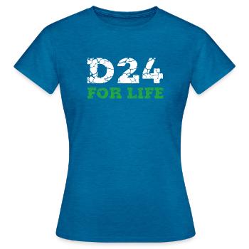 D24GREENWHITE - T-shirt Femme - bleu saphir antique chiné - Devant - AI Model Female 172 dark (172cm)