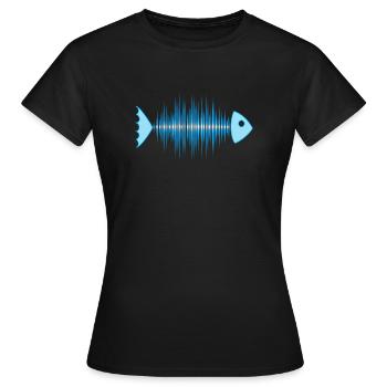 fish skeleton - music wave - DD blue - Women's T-Shirt - black - Front - AI Model Female 172 dark (172cm)