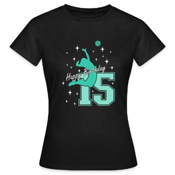 15. Geburtstag Volleyball Volleyballspielerin - Frauen T-Shirt - Schwarz - Vorne - AI Model Female 172 dark (172cm)