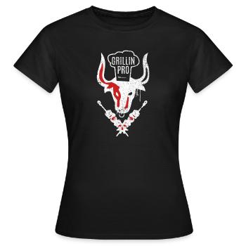 Grillin Pro - Grillen - BBQ - Pro - Grillmeister - Frauen T-Shirt - Schwarz - Vorne - AI Model Female 172 dark (172cm)