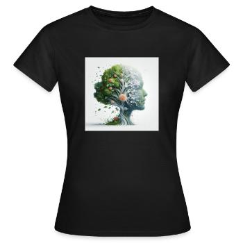 Abstrakte Kunst: Frau und Natur - Frauen T-Shirt - Schwarz - Vorne - AI Model Female 172 dark (172cm)