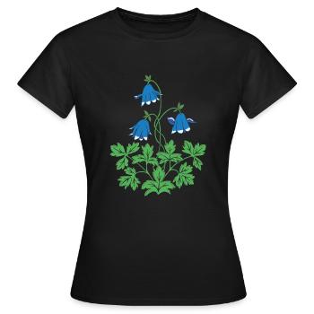 Columbine en bleu et vert - T-shirt Femme - noir - Devant - AI Model Female 172 dark (172cm)